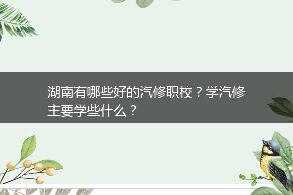 湖南有哪些好的汽修职校？学汽修主要学些什么？