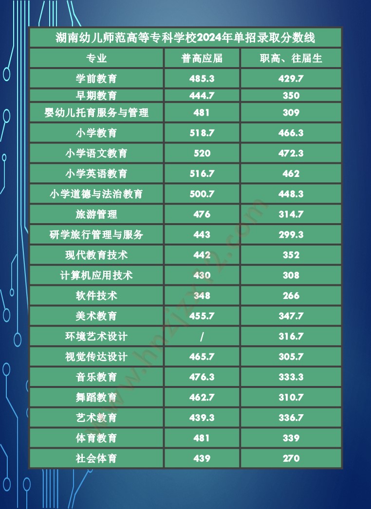 2024年湖南省高职院校单招录取分数线汇总表