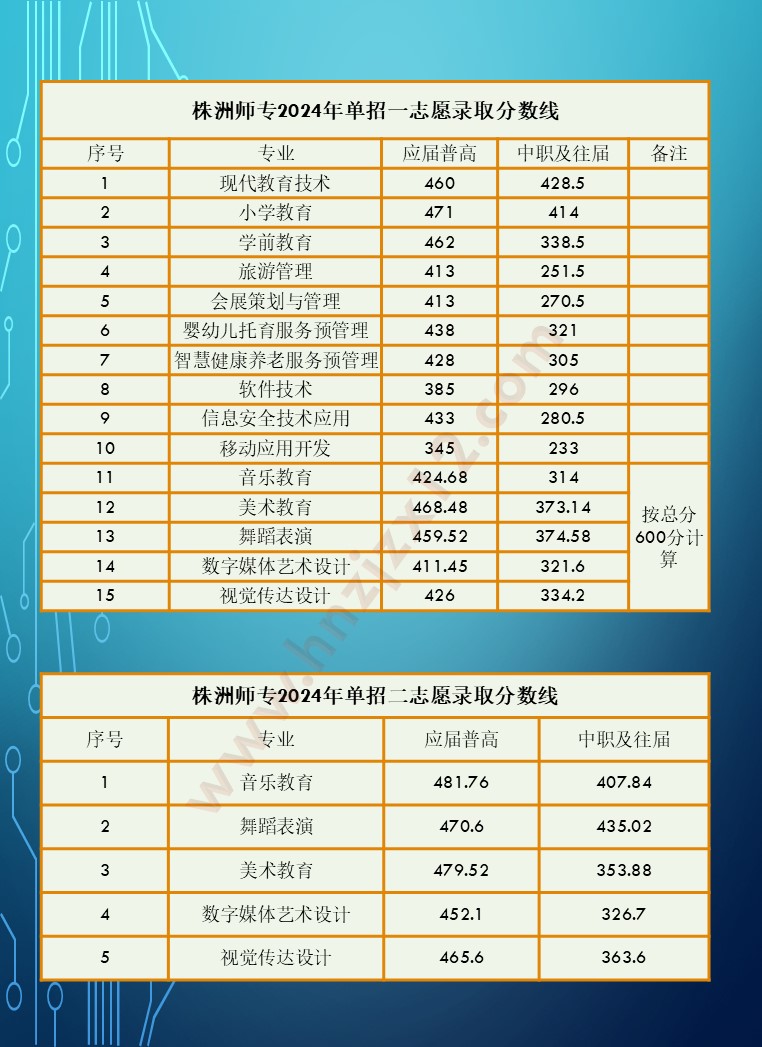 2024年湖南省高职院校单招录取分数线汇总表