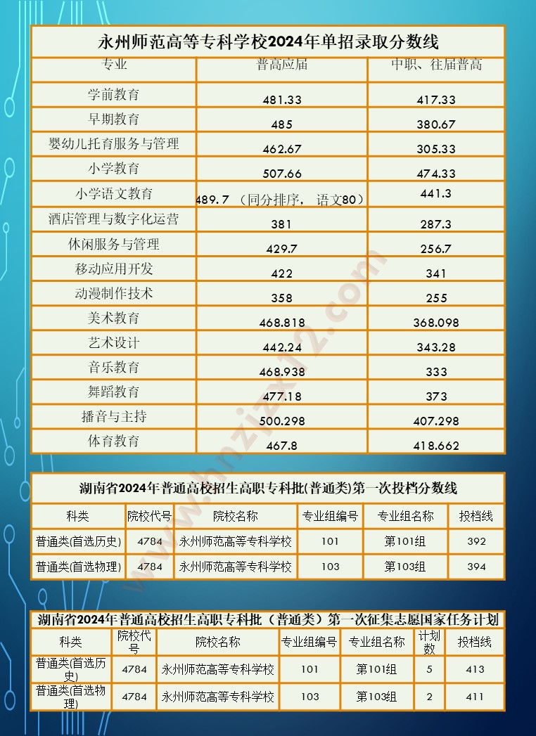 2024年湖南省高职院校单招录取分数线汇总表