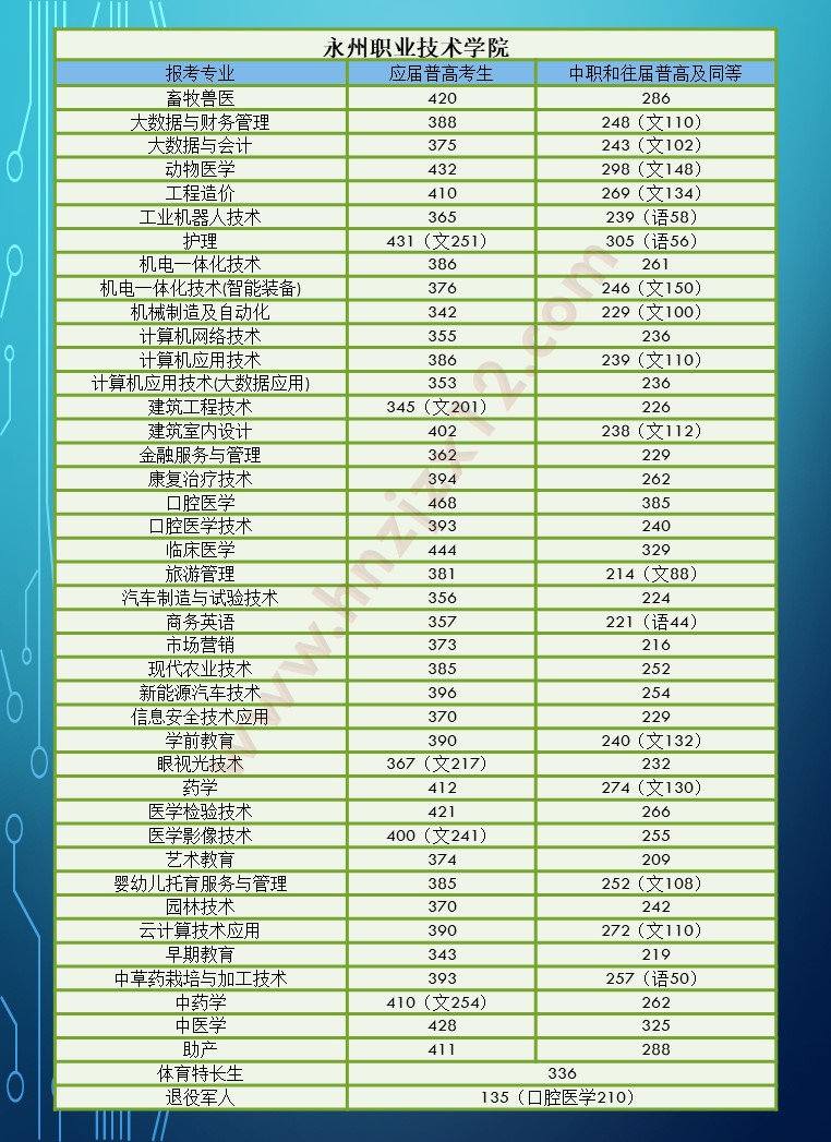2024年湖南省高职院校单招录取分数线汇总表