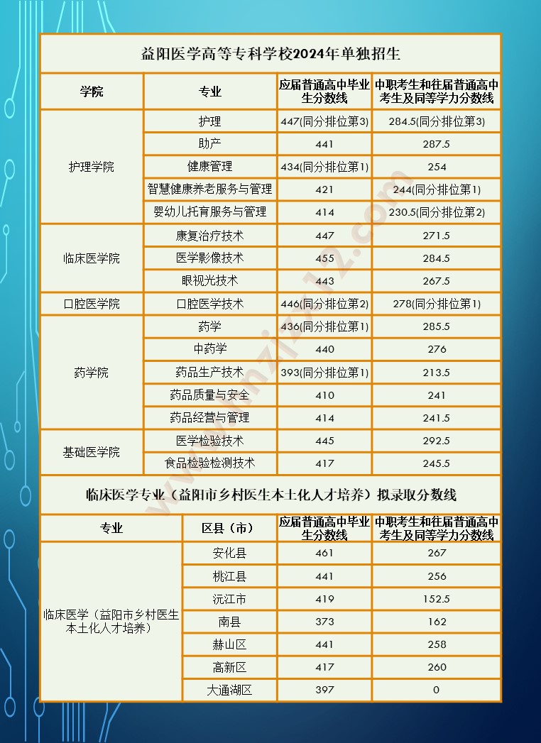 2024年湖南省高职院校单招录取分数线汇总表