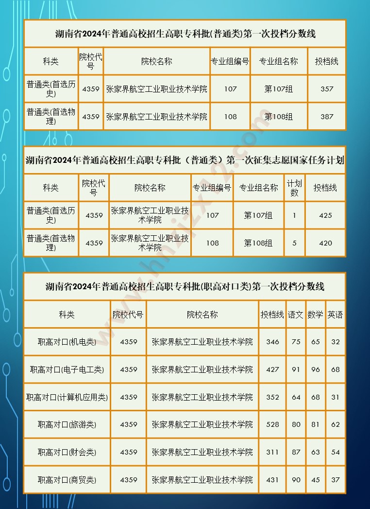 2024年湖南省高职院校单招录取分数线汇总表