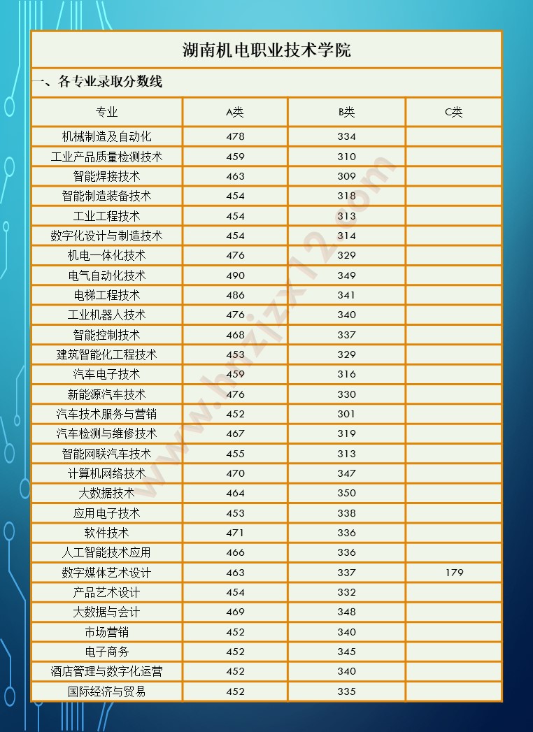 2024年湖南省高职院校单招录取分数线汇总表