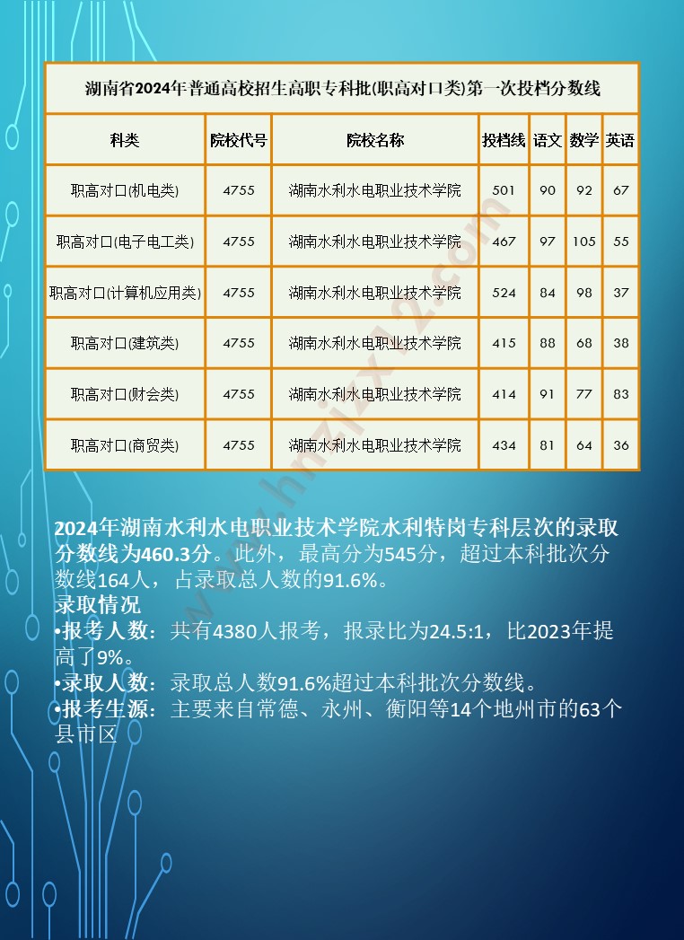 2024年湖南省高职院校单招录取分数线汇总表