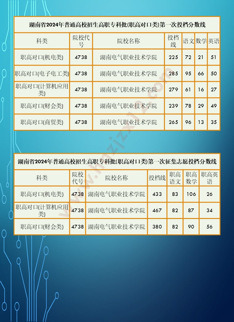 2024年湖南省高职院校单招录取分数线汇总表