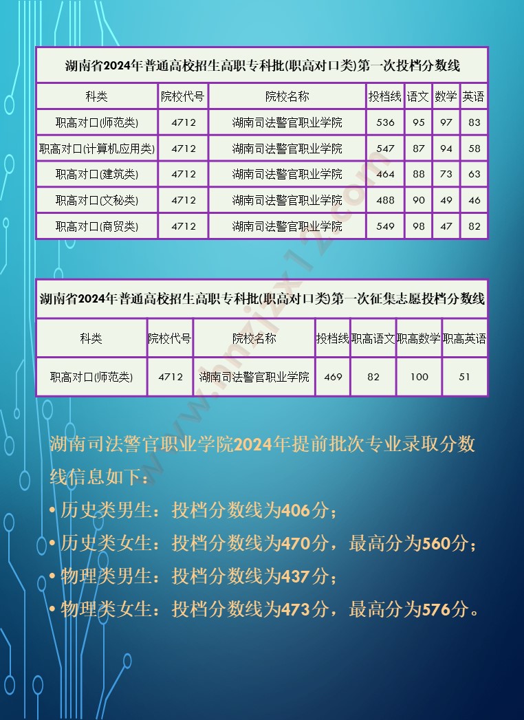 2024年湖南省高职院校单招录取分数线汇总表
