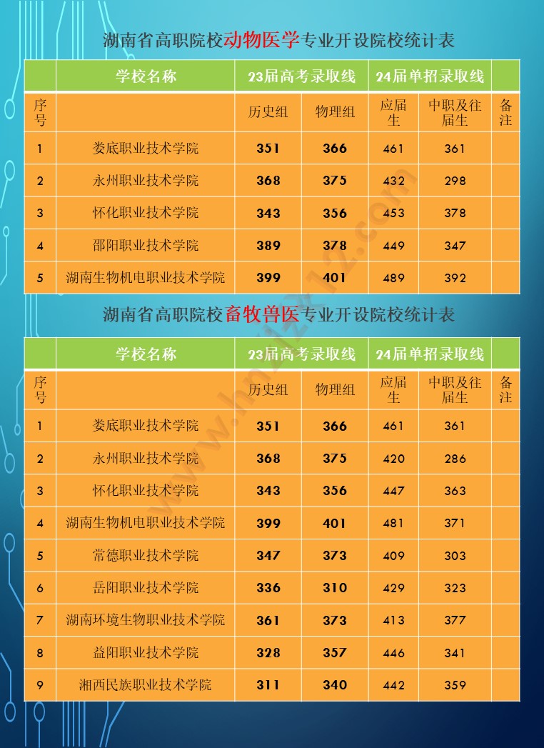 2024年湖南省公办高职院校单招分专业录取分数线统计表