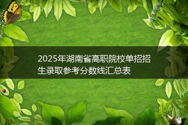 2025年湖南省高职院校单招招生录取参考分数线汇总表