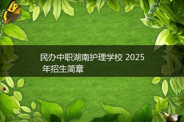 民办中职湖南护理学校 2025 年招生简章