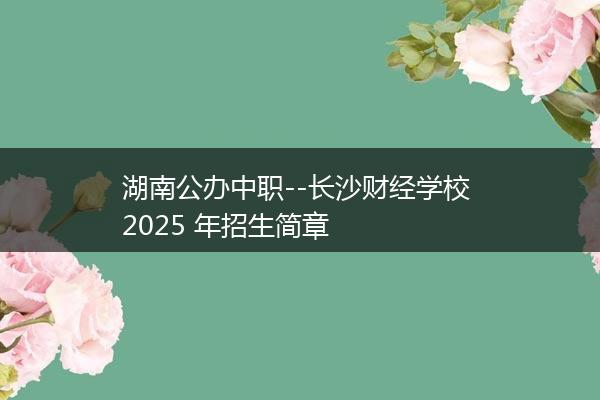湖南公办中职--长沙财经学校 2025 年招生简章